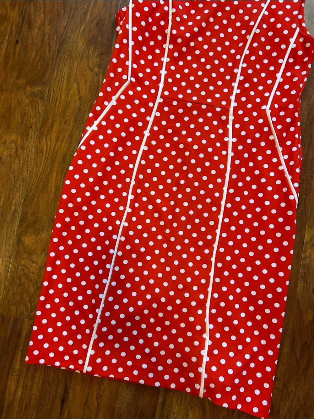 Red  and White Polka Dot Midi Dress 70s Inspired Retro Costume Modest Summer - Picture 3 of 9